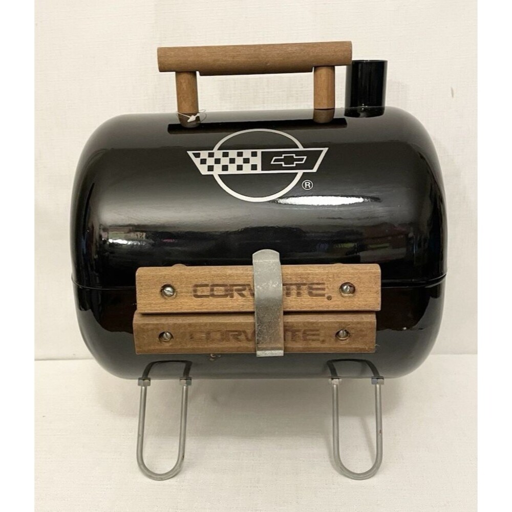 Chevrolet Corvette Portable BBQ Charcoal Grill Smoker Black Tailgate 12"x15"